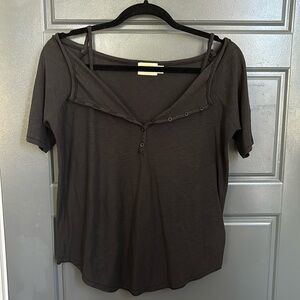 Nation LTD off shoulder henley tee.